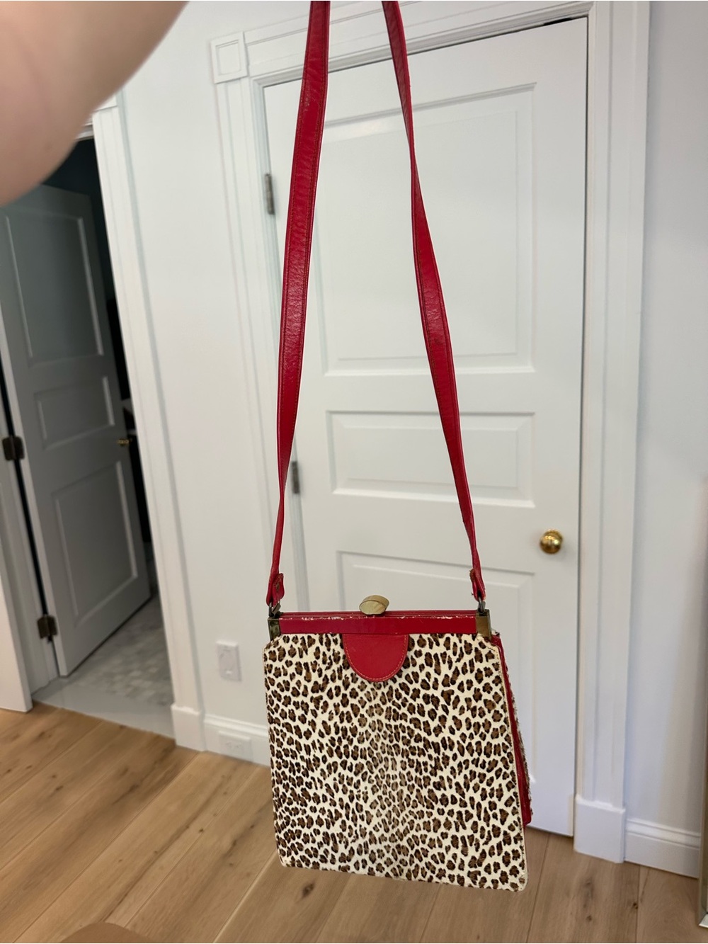 Red Leopard Print vintage Crossbody Shoulder Bag